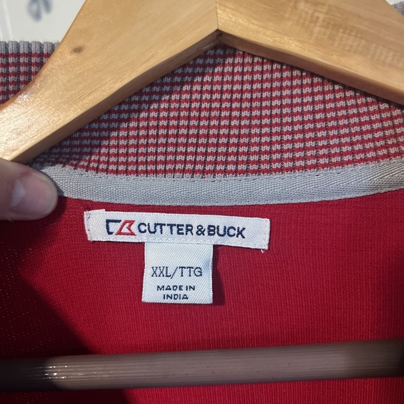 Cutter and Buck Quarter Zip Sweater 100% Supima Cotton Red Men's Size Large - Picture 2 of 5